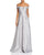 Aidan Mattox - MD1E201920 Pleated Off Shoulder Metallic Jacquard Gown in Silver