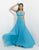 Blush - Sleeveless V-Neck Pleated Long Dress  9708 in Blue