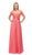 Dancing Queen - 9710 Short Sleeve Illusion Yoke Chiffon Evening Dress