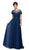 Dancing Queen - 9710 Short Sleeve Illusion Yoke Chiffon Evening Dress