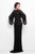 Primavera Couture - 9713 Sequined Flare Sleeve Illusion Sheath Gown in Black