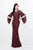 Primavera Couture - 9713 Sequined Flare Sleeve Illusion Sheath Gown in Red