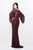 Primavera Couture - 9713 Sequined Flare Sleeve Illusion Sheath Gown in Red