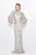 Primavera Couture - 9713 Sequined Flare Sleeve Illusion Sheath Gown in White