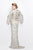 Primavera Couture - 9713 Sequined Flare Sleeve Illusion Sheath Gown in White