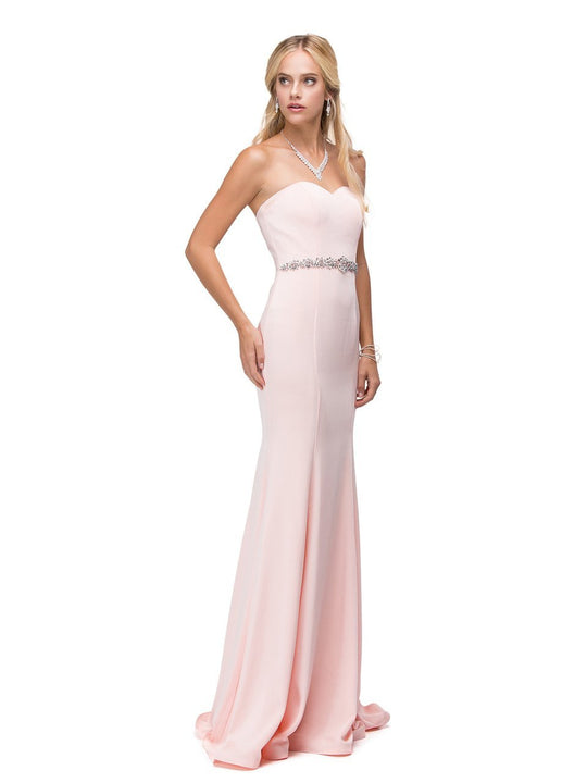 Dancing Queen - 9720 Strapless Sweetheart Beaded Jersey Mermaid Dress in Pink