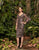 Alexander by Daymor - 972 Floral Bell Sleeves Tea Length Dress In Black and Pink