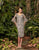 Alexander by Daymor - 972 Floral Bell Sleeves Tea Length Dress In Silver and Blue