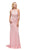 Dancing Queen - 9737 Halter Neck Beaded Bodice Long Prom Dress in Pink