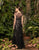Alexander by Daymor - 973 Lace Applique Bateau A-Line Dress In Black