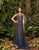 Alexander by Daymor - 973 Lace Applique Bateau A-Line Dress In Gray