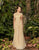 Alexander by Daymor - 973 Lace Applique Bateau A-Line Dress In Yellow