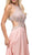 Dancing Queen - 9740 Bejeweled A-line Evening Dress in Pink