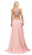 Dancing Queen - 9740 Bejeweled A-line Evening Dress in Pink