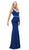 Dancing Queen - 9750 Jewel Encrusted V-Neck Peplum Evening Dress In Blue