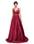 Dancing Queen Bridal - Plunging V-neck Satin Prom Dress 9754 In Red