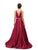 Dancing Queen Bridal - Plunging V-neck Satin Prom Dress 9754 In Red