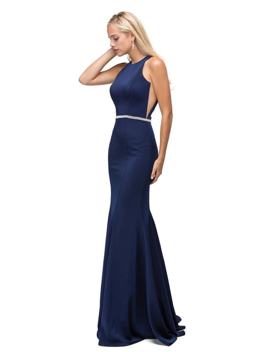 Dancing Queen - High Jewel Mermaid Gown in Blue