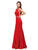 Sparking Jewel-accented High Scoop Jersey Mermaid Dress In Red