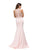 Lace Applique Beaded Bodice Long Prom Dress in Pink