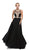 Dancing Queen - 9764 Gilded Lace Illusion A-Line Prom Dress In Black