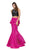 Dancing Queen - 9767 Two Piece Trumpet Silhouette Prom Dress with Ruffled Back in Black and Pink