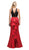 Dancing Queen - 9767 Two Piece Trumpet Silhouette Prom Dress with Ruffled Back and Red