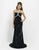 Blush - Sparkling Long Dress with Rhinestones Straps 9770 in Black