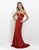 Blush -  Sparkling Long Dress with Rhinestones Straps 9770 in Red