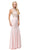 Dancing Queen - 9777 Illusion Cutout Sheath Evening Gown in Pink