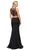Dancing Queen - 9778 Floral Embroidered Two-piece Mermaid Prom Dress In Black