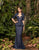 Alexander by Daymor - 977 Lace Peplum Trumpet Dress With Bolero In Blue