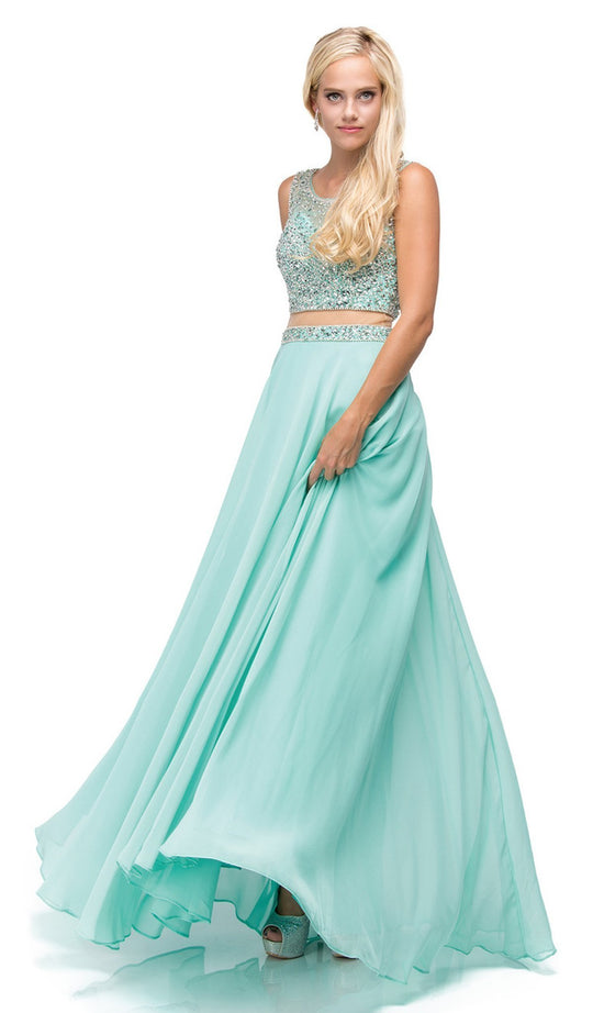 Dancing Queen - 9789 Illusion Two-Piece Embellished Top Prom Dress