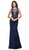 Dancing Queen - 9791 Beaded Sheer Trumpet Prom Dress In Blue