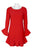Laundry - 97F34310 Flounce Cuff Long Sleeves Solid Jersey Shift Dress In Red