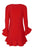 Laundry - 97F34310 Flounce Cuff Long Sleeves Solid Jersey Shift Dress In Red