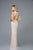 Scala - 48962 Sequined V-neck Long Sheath Dress In Nude and Silver