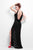 Primavera Couture - 9805 Cowl Back Halter Sequin Embellished Gown in Black