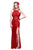 Primavera Couture - 9805 Cowl Back Halter Sequin Embellished Gown in Red
