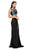 Dancing Queen - 9820 Floral Embroidered High Slit Two-Piece Prom Dress In Black