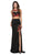 Dancing Queen - 9820 Floral Embroidered High Slit Two-Piece Prom Dress In Black
