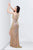 Primavera Couture - 9824 Sequined V-neck Sheath Dress  in Neutral