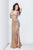 Primavera Couture - 9824 Sequined V-neck Sheath Dress  in Neutral