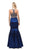 Dancing Queen - 9831 Embellished Two Piece Mermaid Evening Dress In Blue