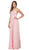 Dancing Queen - 9850 Beaded Lace V-neck A-line Prom Dress in Pink