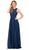 Dancing Queen - 9851 Beaded Lace Jewel Neck A-line Prom Dress in Blue