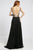 98547 Crystal Beaded Ruched Illusion Bateau A-line Dress