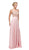 Dancing Queen - 9856 Illusion Bateau Gilded Evening Gown in Pink