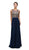 Dancing Queen - 9856 Illusion Bateau Gilded Evening Gown in Blue