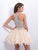 Blush - Crystal V-Neck Chiffon A-Line Cocktail Dress 9857 In Neutral